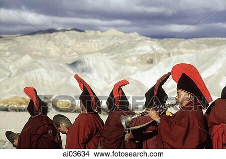 Picture - Nepal, Mustang, Lo Manthang, Lamas, Teeji Festival. Fotosearch