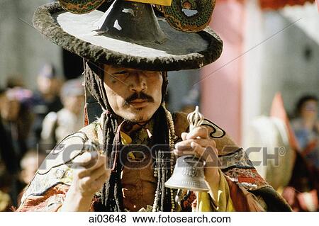 Stock Photo - Nepal, Mustang, Teeji Festival, Tantric master. Fotosearch