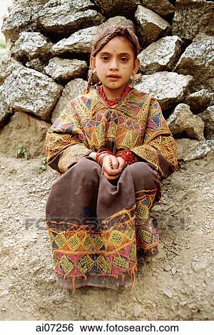 Pakistan, Chitral, Portrait of young Kailash girl. View Large Photo Image Stock Photograph - Pakistan, Chitral, Portrait of young Kailash girl.. Fotosearch