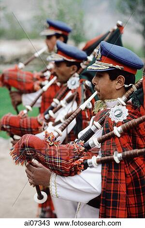 Pakistan, Northern Areas, Hunza Valley, Military band in uniforms playing bagpipes. View Large Photo Image Stock Image - Pakistan, Northern Areas, Hunza Valley, Military band in uniforms playing bagpipes.. Fotosearch