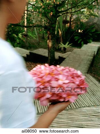 Philippines, Boracay, Mandala Spa, Spa girl carries flowers to massage pavilion. View Large Photo Image Stock Image - Philippines, Boracay, Mandala Spa, Spa girl carries flowers to massage pavilion.. Fotosearch