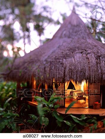 Philippines, Boracay, Mandala Spa, Massage pavilion at dusk. (grainy) View Large Photo Image Stock Photo - Philippines, Boracay, Mandala Spa, Massage pavilion at dusk. (grainy). Fotosearch