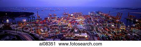 Singapore, aerial view of port View Large Photo Image Stock Image - Singapore, aerial view of port. Fotosearch