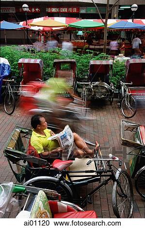 Singapore, Albert Complex. Driver sitting in Rickshaw View Large Photo Image Stock Image - Singapore, Albert Complex. Driver sitting in Rickshaw. Fotosearch
