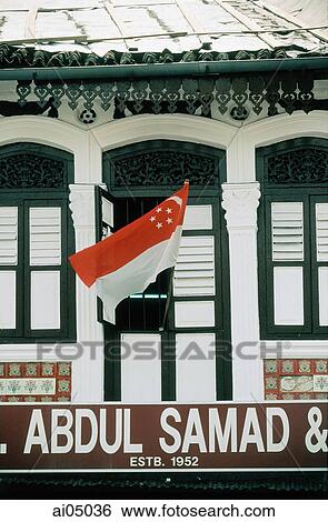 Singapore, an Arab Street shop flies a Singapore flag on National Day (August 9). View Large Photo Image Stock Photograph - Singapore, an Arab Street shop flies a Singapore flag on National Day (August 9).. Fotosearch