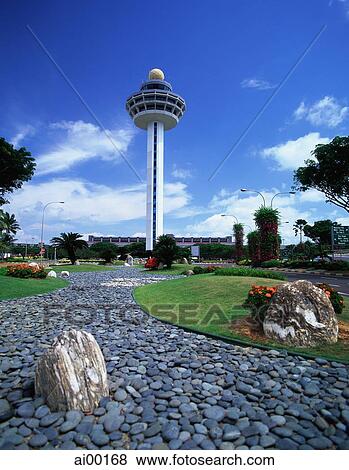 Singapore, Changi Airport, garden with control tower View Large Photo Image Stock Photo - Singapore, Changi Airport, garden with control tower. Fotosearch