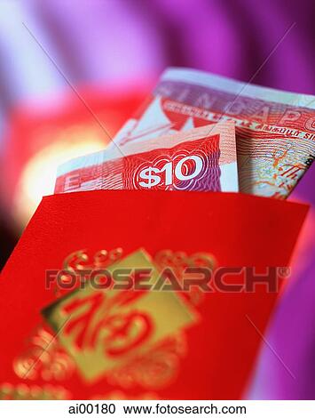 Singapore, Singapore Dollar in Red Packet View Large Photo Image Stock Image - Singapore, Singapore Dollar in Red Packet. Fotosearch