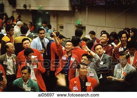 Stock Photo - Singapore, Traders on the Exchange Trading Floor of the Singapore Stock Exchange.. Fotosearch