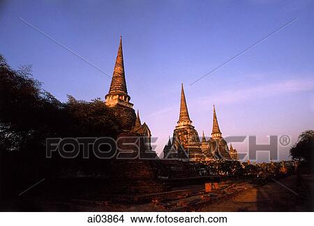 Thailand, Ayutthaya, Ancient City at dusk. View Large Photo Image Picture - Thailand, Ayutthaya, Ancient City at dusk.. Fotosearch