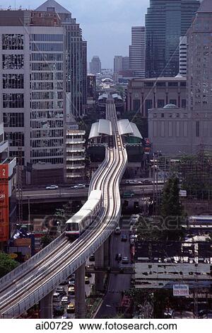 Thailand, Bangkok, BTS Sky Train Mass Transit Project View Large Photo Image Stock Photo - Thailand, Bangkok, BTS Sky Train Mass Transit Project. Fotosearch
