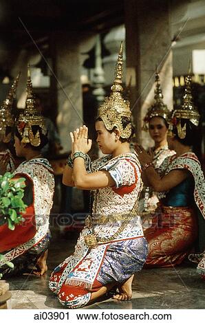 Thailand, Bangkok, Erawan Shrine, Traditional Thai dancers in full costume. View Large Photo Image Stock Image - Thailand, Bangkok, Erawan Shrine, Traditional Thai dancers in full costume.. Fotosearch