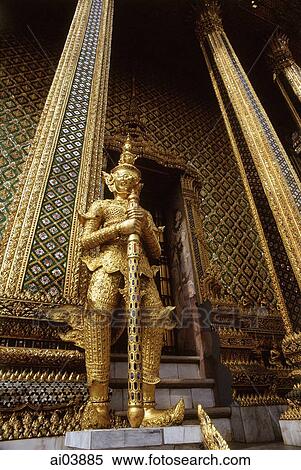 Thailand, Bangkok, Wat Phra Kaew, Statue at temple. View Large Photo Image Stock Photography - Thailand, Bangkok, Wat Phra Kaew, Statue at temple.. Fotosearch
