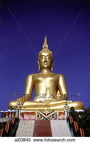 Thailand, Ko Samui, Golden Buddha. View Large Photo Image Stock Photography - Thailand, Ko Samui, Golden Buddha.. Fotosearch
