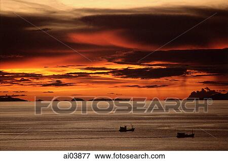 Thailand, Ko Samui, Sunset over Gulf of Thailand. View Large Photo Image Stock Photo - Thailand, Ko Samui, Sunset over Gulf of Thailand.. Fotosearch