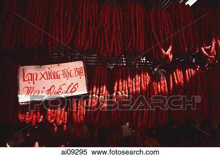Vietnam, Cholon district, Ho Chi Minh city, Chinese sausages for sale at Cholon market. View Large Photo Image Stock Photography - Vietnam, Cholon district, Ho Chi Minh city, Chinese sausages for sale at Cholon market.. Fotosearch