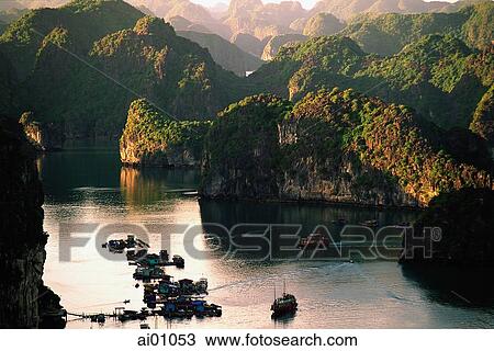 Vietnam, Halong Bay, Cat Ba Island, boats at ferry pier View Large Photo Image Stock Image - Vietnam, Halong Bay, Cat Ba Island, boats at ferry pier. Fotosearch