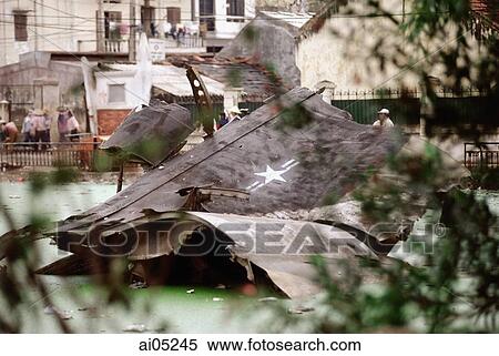Vietnam, Hanoi, Wreckage of B-52 bomber lies in a Northern Hanoi neighbourhood View Large Photo Image Stock Photography - Vietnam, Hanoi, Wreckage of B-52 bomber lies in a Northern Hanoi neighbourhood. Fotosearch