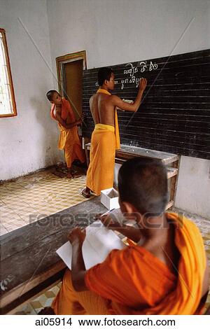 Vietnam, Mekong Delta region, Bac Lieu, Buddhist monks in classroom. View Large Photo Image Picture - Vietnam, Mekong Delta region, Bac Lieu, Buddhist monks in classroom.. Fotosearch