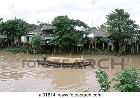 Vietnam, Mekong River, rice boat sailing. View Large Photo Image Picture - Vietnam, Mekong River, rice boat sailing.. Fotosearch
