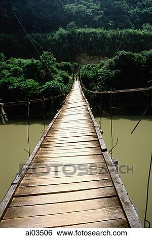 Vietnam, North tribal area, footbridge spanning river View Large Photo Image Stock Photograph - Vietnam, North tribal area, footbridge spanning river. Fotosearch