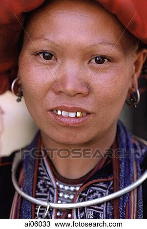 Vietnam, Sa Pa, Close up of Red Dao woman, Portrait View Large Photo Image Stock Image - Vietnam, Sa Pa, Close up of Red Dao woman, Portrait. Fotosearch