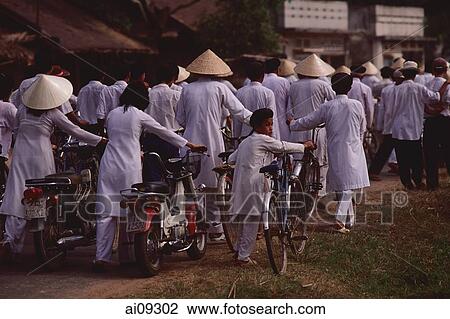 Vietnam, Tay Ninh, Caodist devotees returning home after funeral. View Large Photo Image Stock Image - Vietnam, Tay Ninh, Caodist devotees returning home after funeral.. Fotosearch