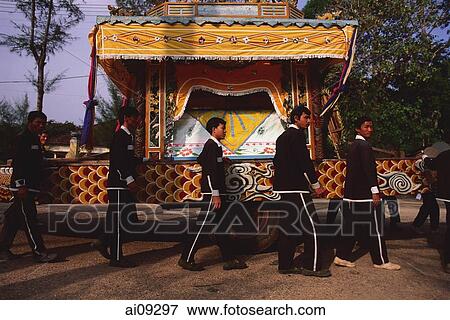 Stock Photo - Vietnam, Tay Ninh, Caodist funeral procession.. Fotosearch