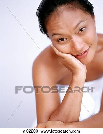 Woman, portrait, white background View Large Photo Image Stock Image - Woman, portrait, white background. Fotosearch