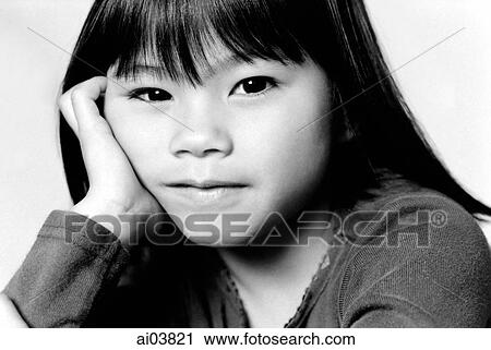 Young girl, head on hand, portrait View Large Photo Image Stock Image - Young girl, head on hand, portrait. Fotosearch