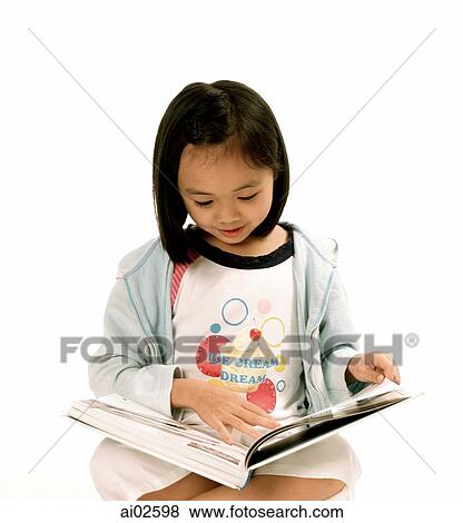 Young girl reading book, white background. View Large Photo Image Stock Photo - Young girl reading book, white background.. Fotosearch
