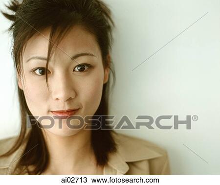 Young woman, portrait, white background. View Large Photo Image Stock Image - Young woman, portrait, white background.. Fotosearch