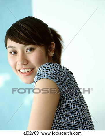 Young woman smiling, portrait. View Large Photo Image Stock Photo - Young woman smiling, portrait.. Fotosearch