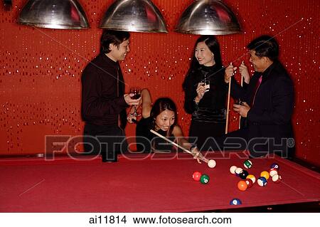 Couples playing pool View Large Photo Image Picture - Couples playing pool. Fotosearch
