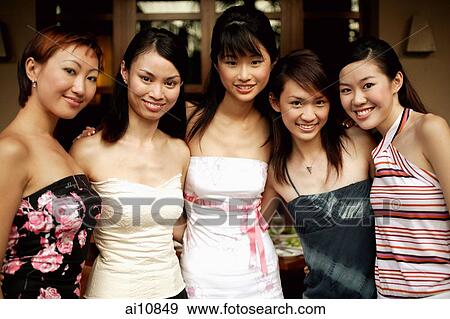 Group of young women, smiling for camera View Large Photo Image Stock Photo - Group of young women, smiling for camera. Fotosearch