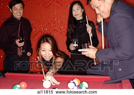 Men and women playing pool View Large Photo Image Stock Photography - Men and women playing pool. Fotosearch