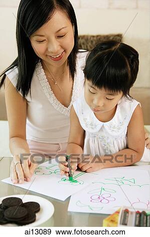 Mother with one child, drawing View Large Photo Image Stock Photo - Mother with one child, drawing. Fotosearch