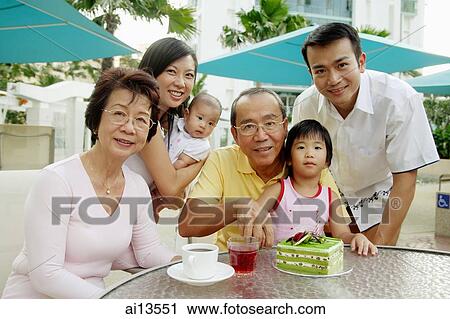 Three generation family, grandfather cutting cake, looking at camera View Large Photo Image Stock Image - Three generation family, grandfather cutting cake, looking at camera. Fotosearch
