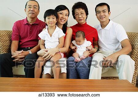 Three generation family, looking at camera, portrait View Large Photo Image Stock Image - Three generation family, looking at camera, portrait. Fotosearch