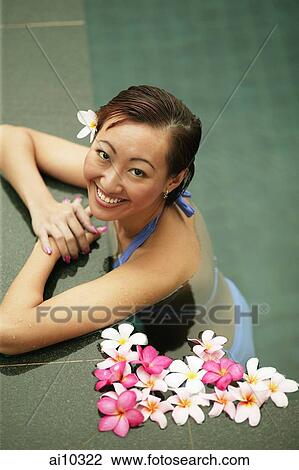 Young woman in a swimming pool, high angle view View Large Photo Image Stock Image - Young woman in a swimming pool, high angle view. Fotosearch