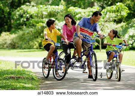 Family in park, riding bicycles View Large Photo Image Stock Image - Family in park, riding bicycles. Fotosearch
