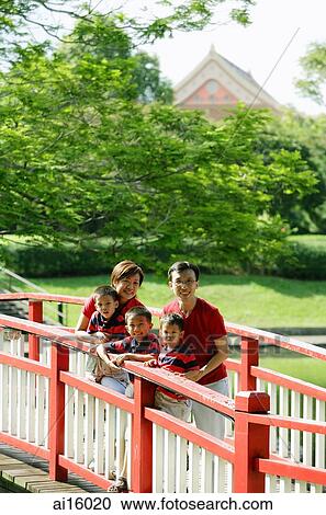 Family with three boys on bridge View Large Photo Image Stock Image - Family with three boys on bridge. Fotosearch