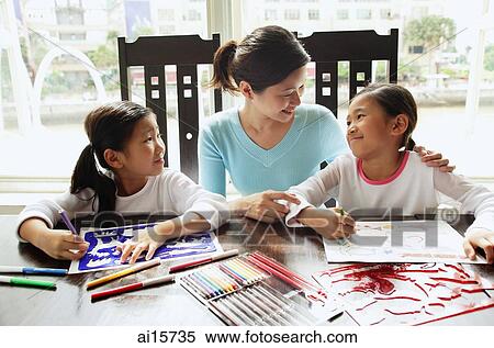 Mother with two girls View Large Photo Image Stock Photography - Mother with two girls. Fotosearch