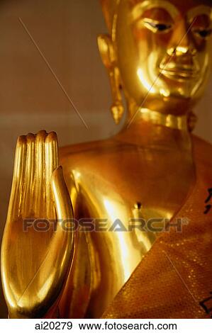 Golden Buddha in Saffron robe, Wat Pho, Bangkok, Thailand View Large Photo Image Stock Photo - Golden Buddha in Saffron robe, Wat Pho, Bangkok, Thailand. Fotosearch