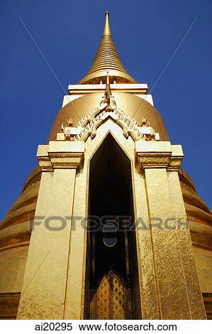 Golden Stupa from The Grand Palace, Temple of the Emerald Buddha, Wat Phra Kaeo, Bangkok, Thailand View Large Photo Image Stock Photography - Golden Stupa from The Grand Palace, Temple of the Emerald Buddha, Wat Phra Kaeo, Bangkok, Thailand. Fotosearch