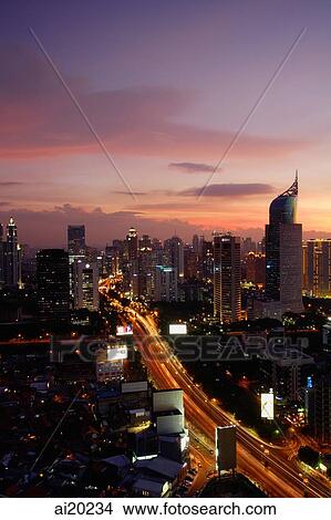 Late afternoon view of office buildings and skyscrapers along Jalan Jend Sudirman, Senayan, Jakarta View Large Photo Image Picture - Late afternoon view of office buildings and skyscrapers along Jalan Jend Sudirman, Senayan, Jakarta. Fotosearch