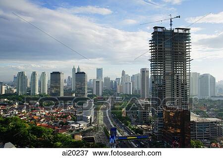 Late afternoon view of the CBD and skyscrapers along Jalan Jend Sudirman, Jakarta View Large Photo Image Stock Photo - Late afternoon view of the CBD and skyscrapers along Jalan Jend Sudirman, Jakarta. Fotosearch