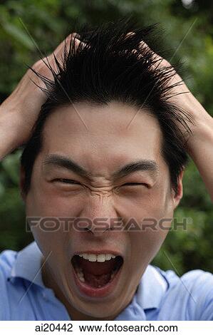 Man screaming, hands on head View Large Photo Image Stock Image - Man screaming, hands on head. Fotosearch