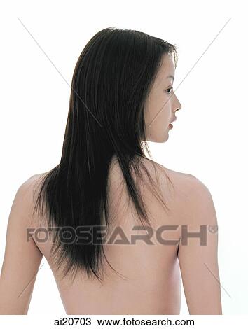 Young woman with long straight hair, rear view View Large Photo Image Stock Image - Young woman with long straight hair, rear view. Fotosearch