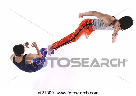 Two men, kick boxing View Large Photo Image Stock Photo - Two men, kick boxing. Fotosearch