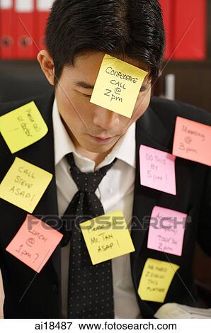 Executive covered with adhesive notes View Large Photo Image Stock Photo - Executive covered with adhesive notes. Fotosearch